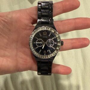 Guess Black and Silver Chronograph Watch